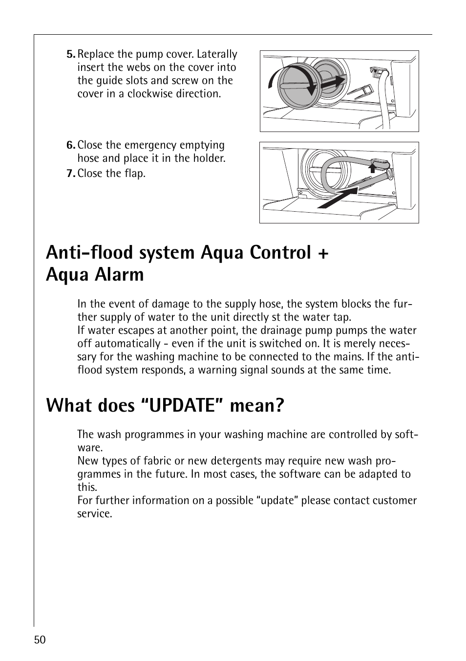 Anti-flood system aqua control + aqua alarm, What does “update” mean | AEG REGINA 1850 User Manual | Page 50 / 68