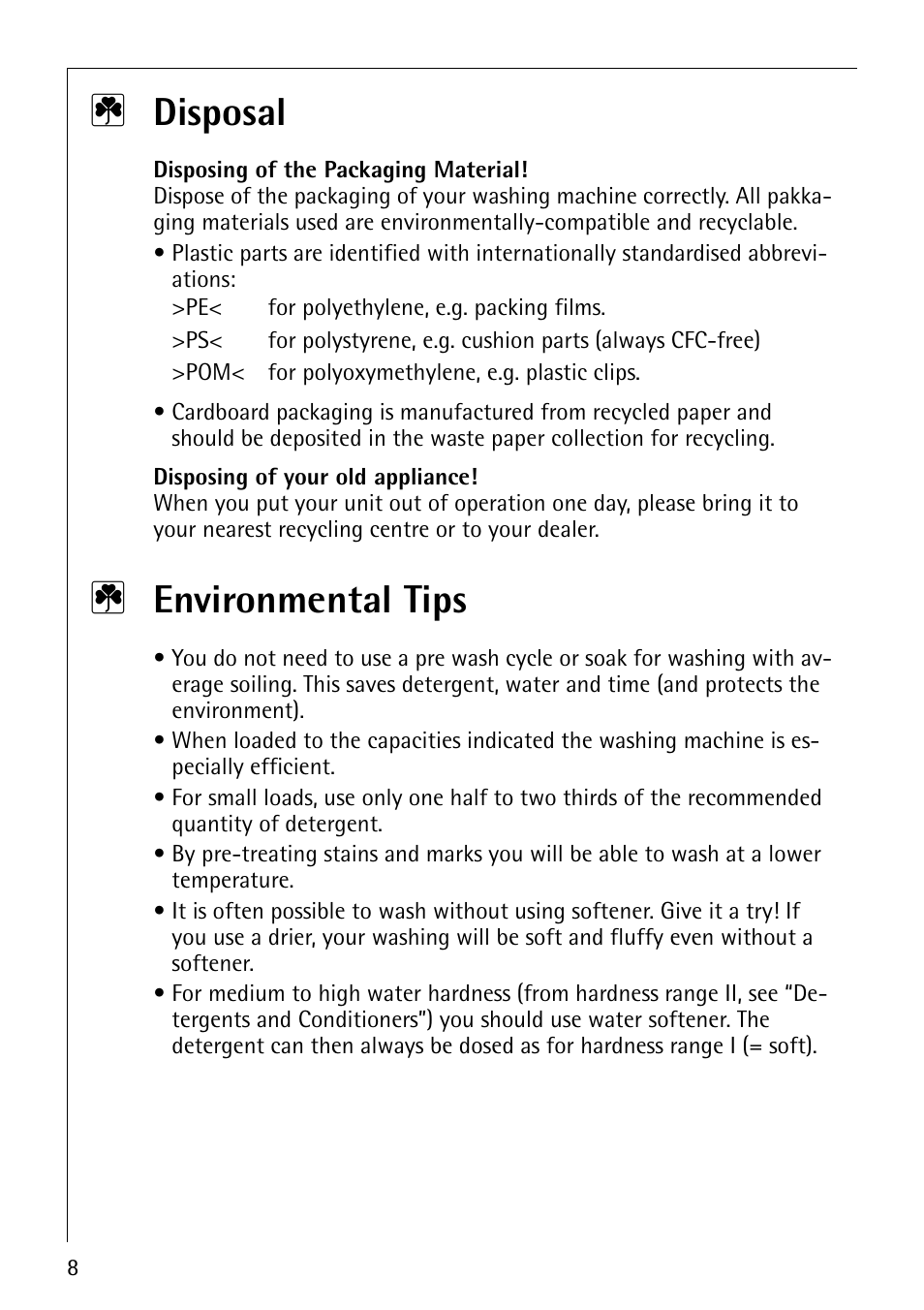 2 disposal, 2 environmental tips | AEG REGINA 1850 User Manual | Page 8 / 68