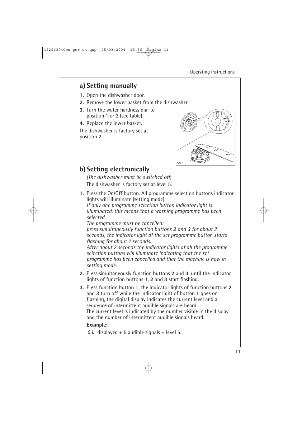 A) setting manually, B) setting electronically | AEG FAVORIT 64070 VIL User Manual | Page 11 / 48