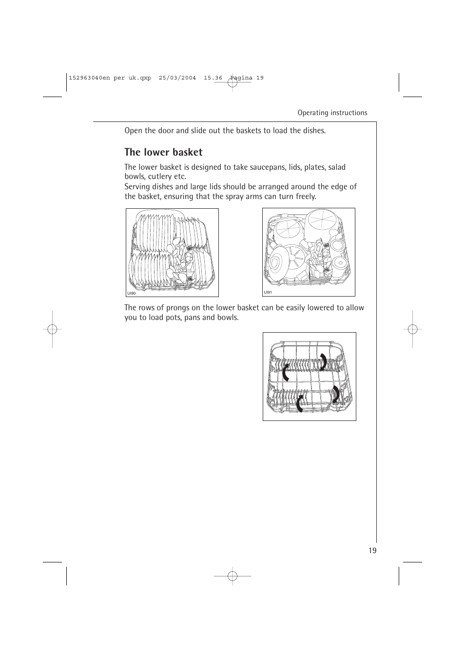 The lower basket | AEG FAVORIT 64070 VIL User Manual | Page 19 / 48