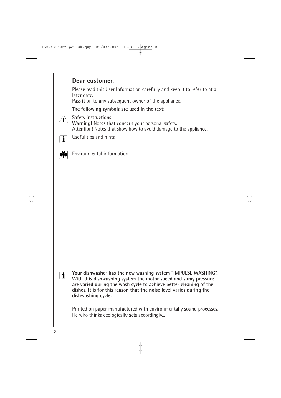 Dear customer | AEG FAVORIT 64070 VIL User Manual | Page 2 / 48