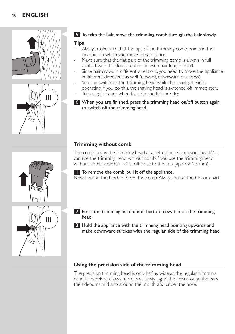 Philips StyleShaver Perfilador y afeitadora resistente al agua User Manual | Page 10 / 182