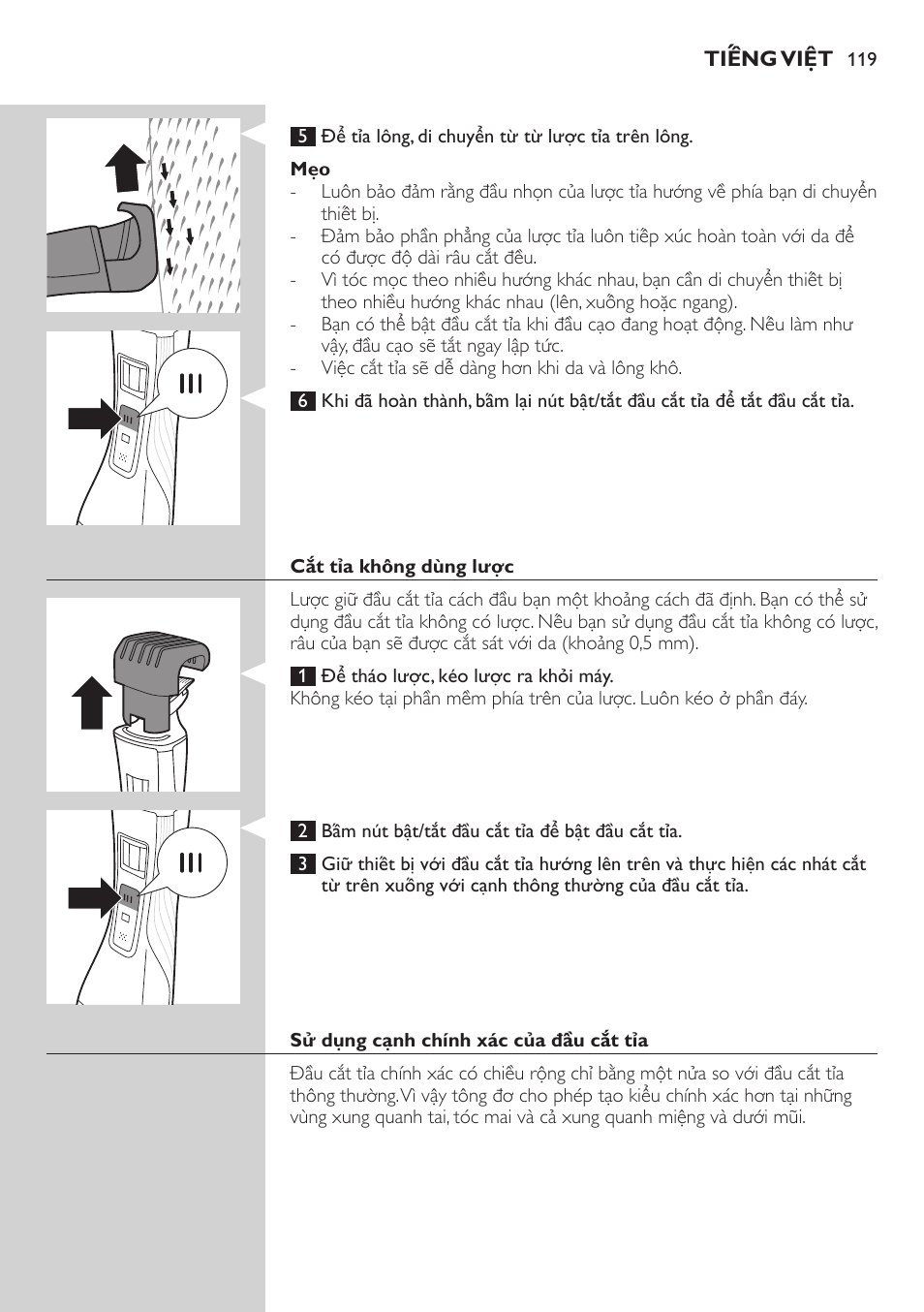 Philips StyleShaver Perfilador y afeitadora resistente al agua User Manual | Page 119 / 182