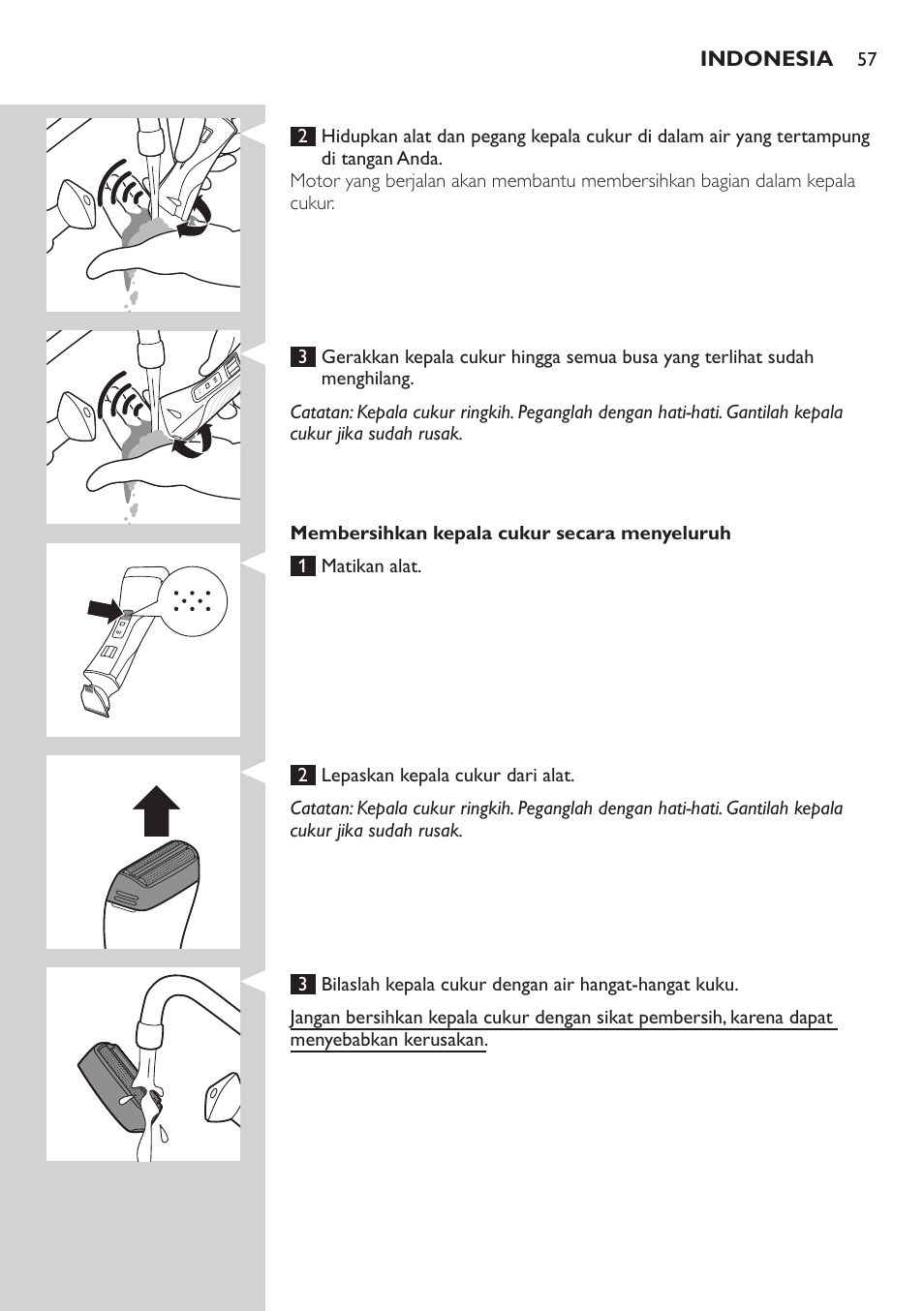 Philips StyleShaver Perfilador y afeitadora resistente al agua User Manual | Page 57 / 182