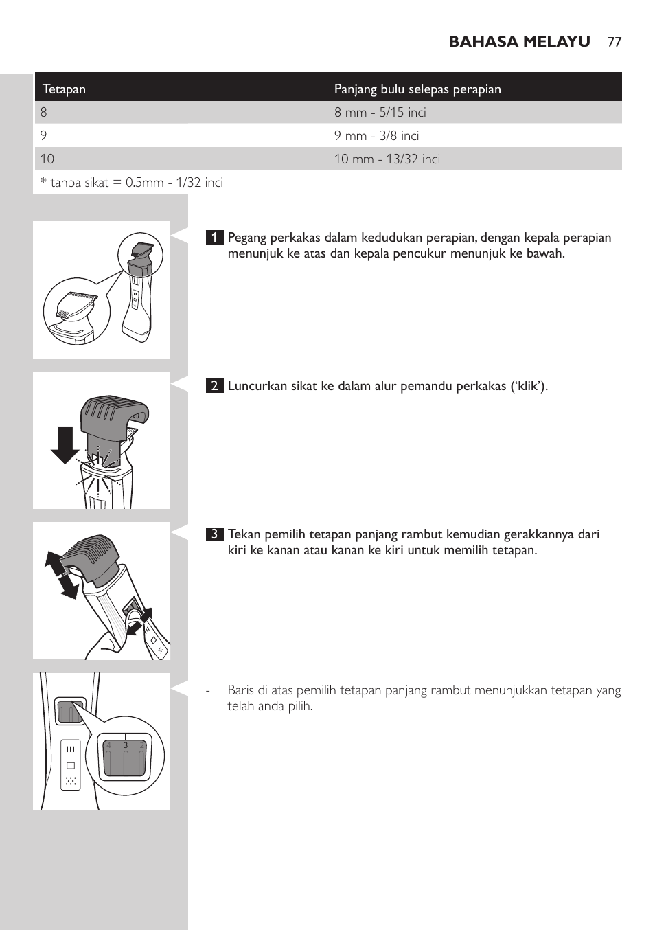 Philips StyleShaver Perfilador y afeitadora resistente al agua User Manual | Page 77 / 182