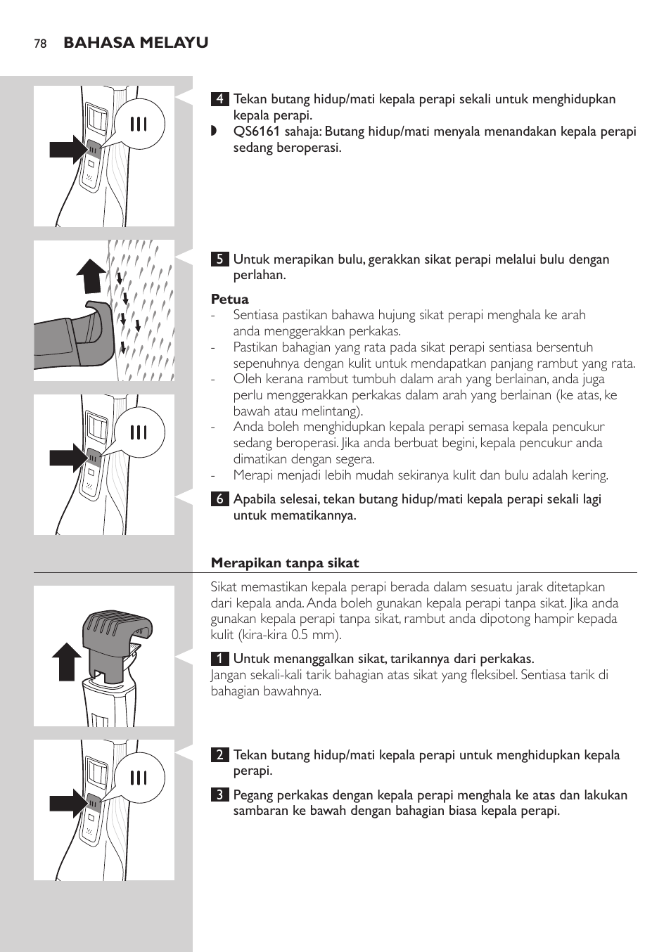 Philips StyleShaver Perfilador y afeitadora resistente al agua User Manual | Page 78 / 182