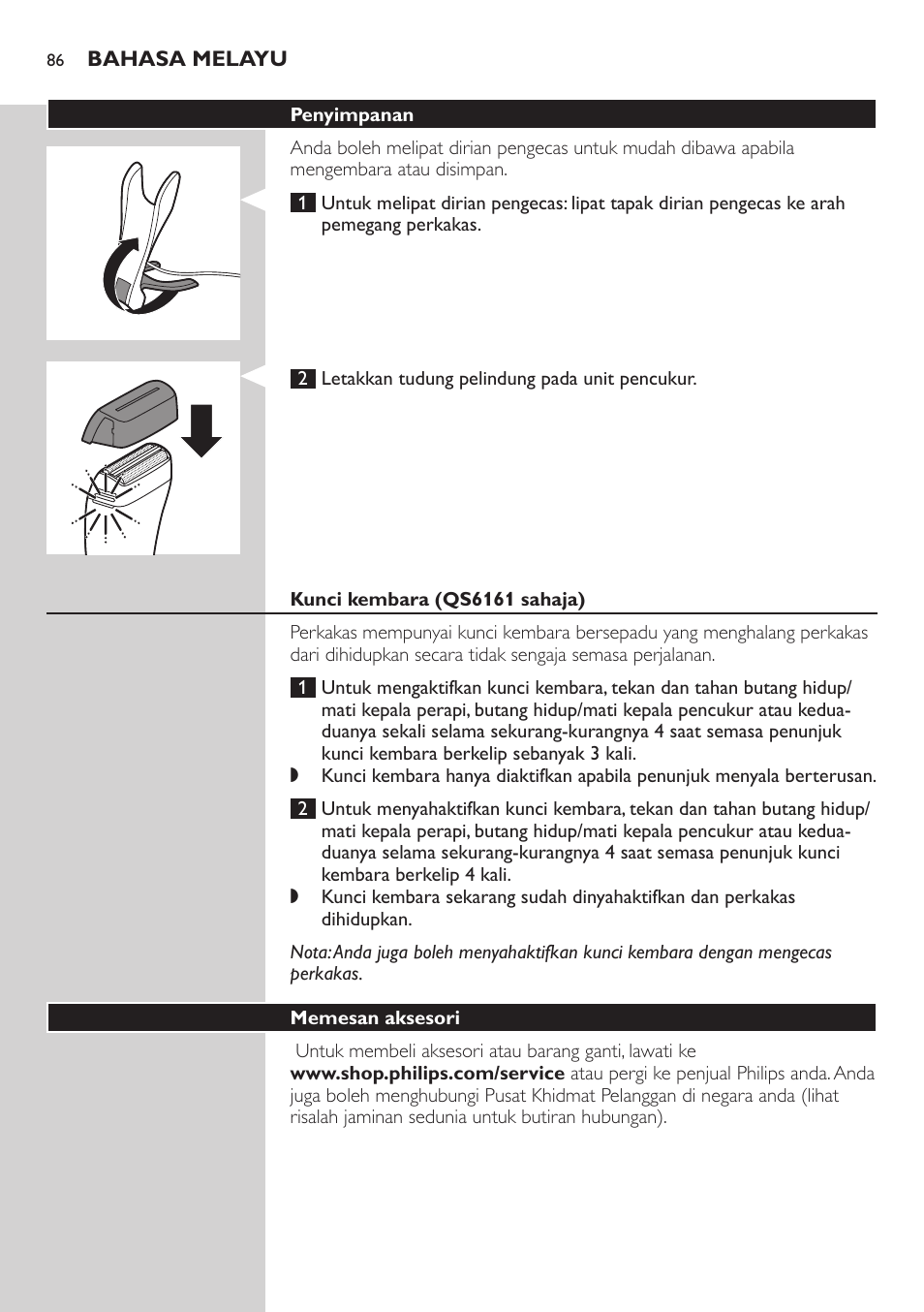 Philips StyleShaver Perfilador y afeitadora resistente al agua User Manual | Page 86 / 182