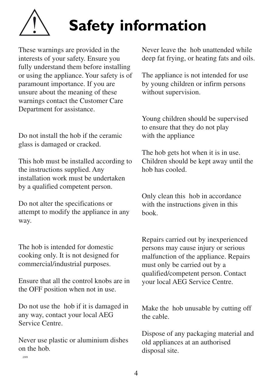 Safety information | AEG 231GR-M User Manual | Page 4 / 16