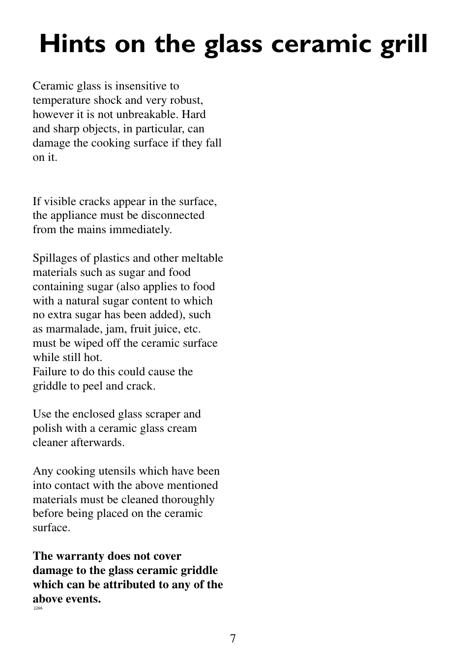 Hints on the glass ceramic grill | AEG 231GR-M User Manual | Page 7 / 16