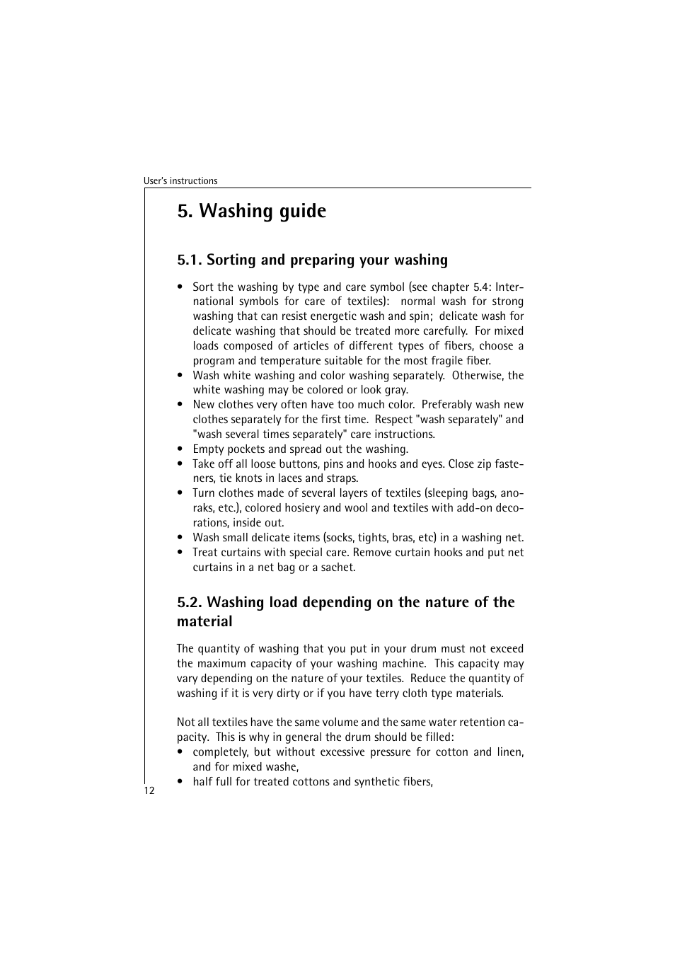 Washing guide, Sorting and preparing your washing | AEG LAVAMAT 40850 User Manual | Page 12 / 32