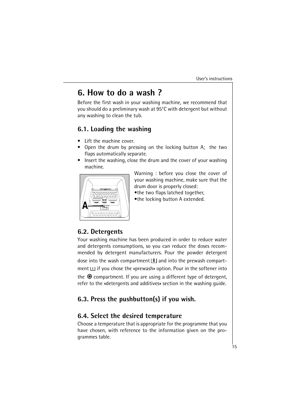 How to do a wash | AEG LAVAMAT 40850 User Manual | Page 15 / 32