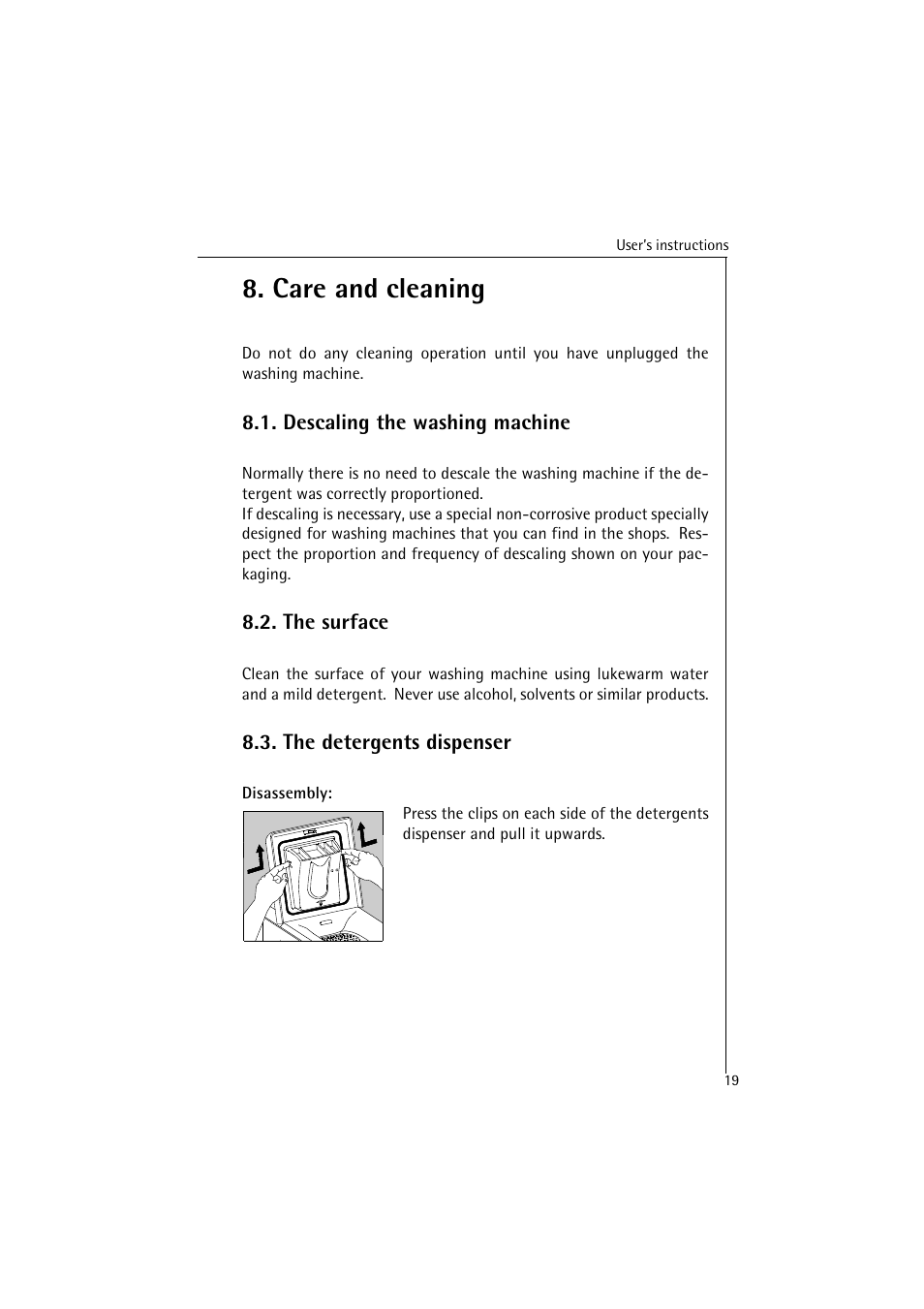 Care and cleaning | AEG LAVAMAT 40850 User Manual | Page 19 / 32