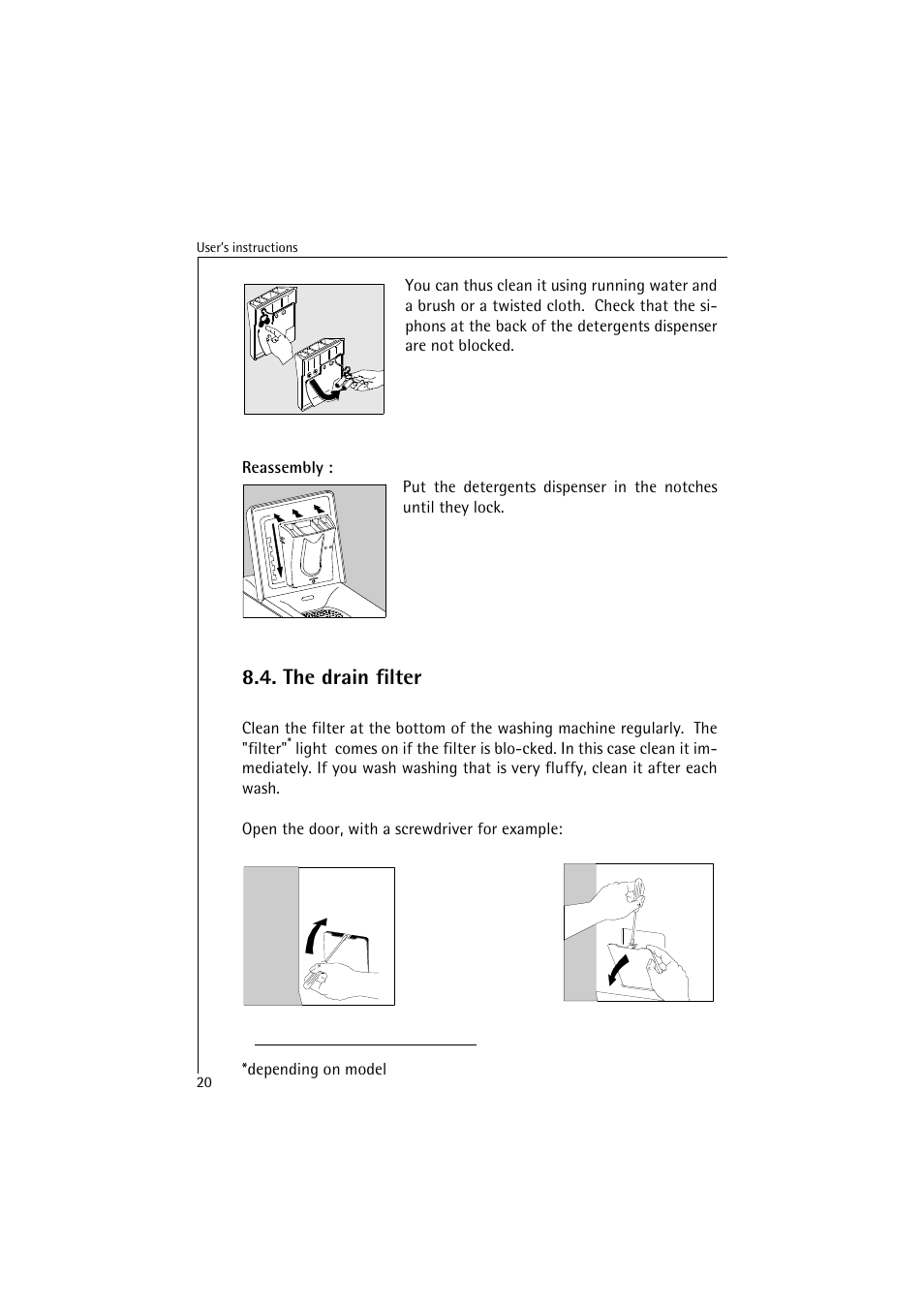The drain filter | AEG LAVAMAT 40850 User Manual | Page 20 / 32