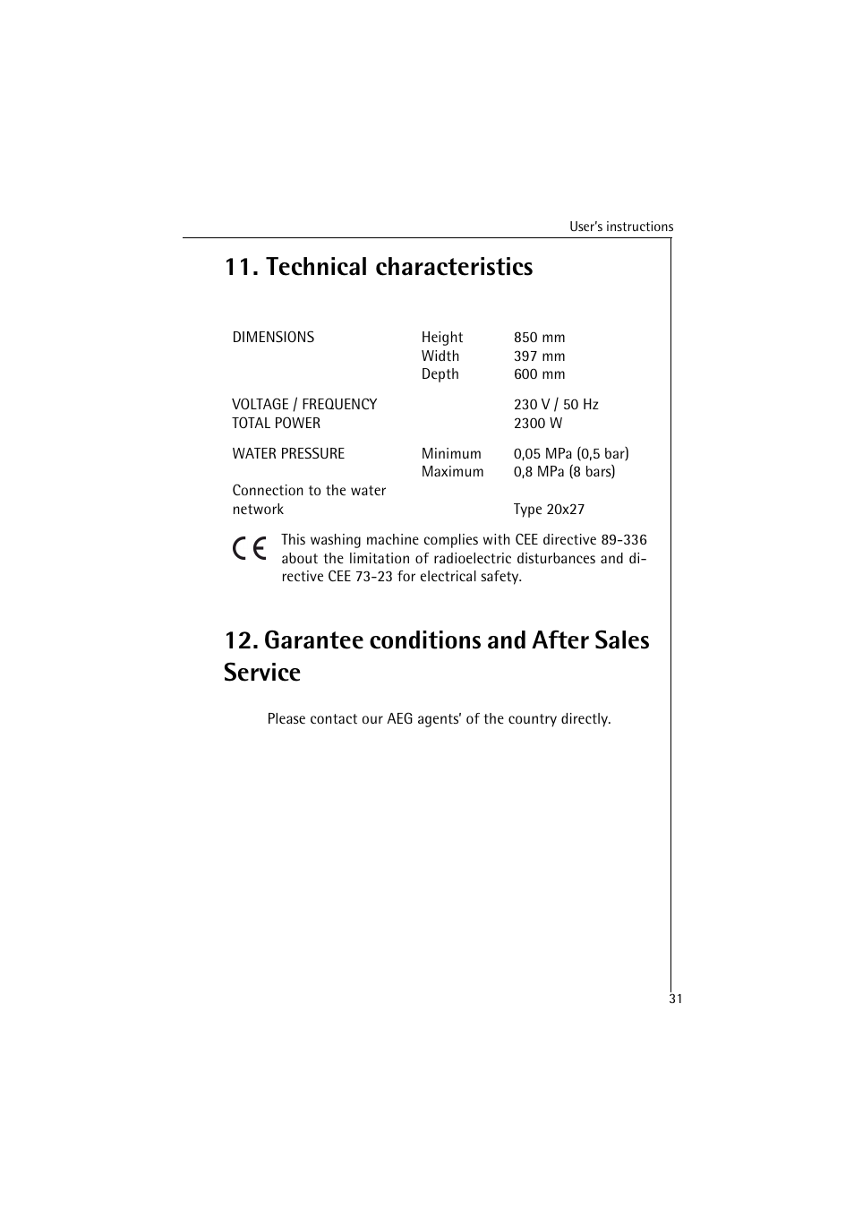 AEG LAVAMAT 40850 User Manual | Page 31 / 32