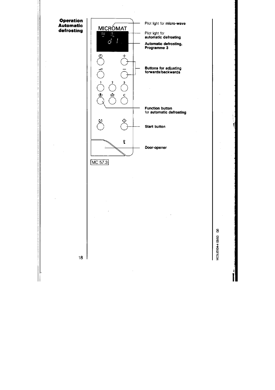 Operation, Automatic, Defrosting | Operation automatic defrosting | AEG MICROMAT 125 User Manual | Page 18 / 36