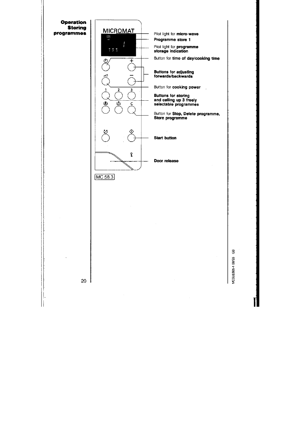 Operation storing programmes | AEG MICROMAT 125 User Manual | Page 20 / 36