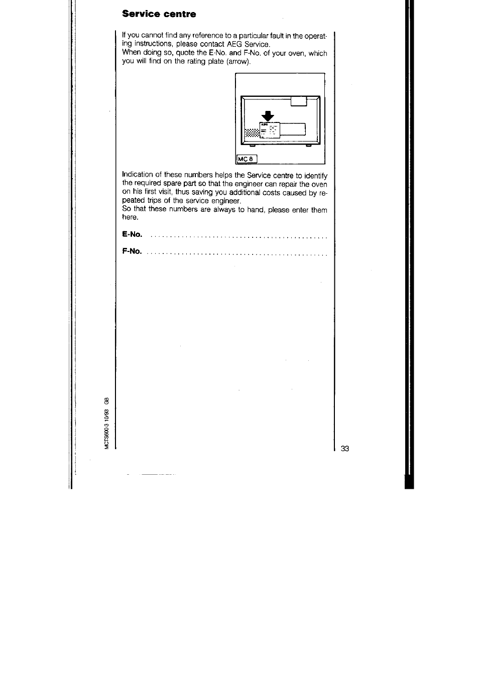 Service centre | AEG MICROMAT 125 User Manual | Page 33 / 36