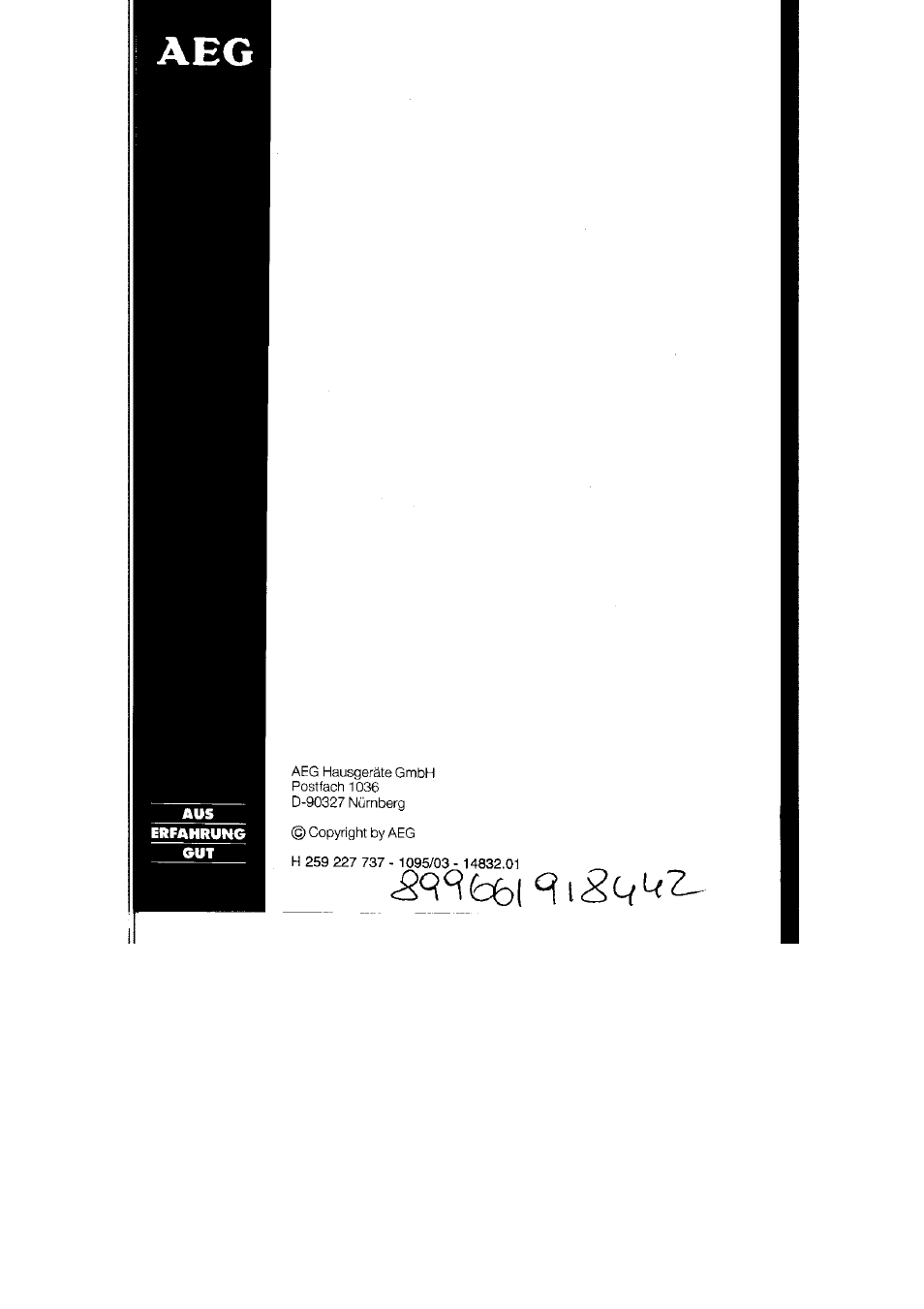 AEG MICROMAT 125 User Manual | Page 36 / 36