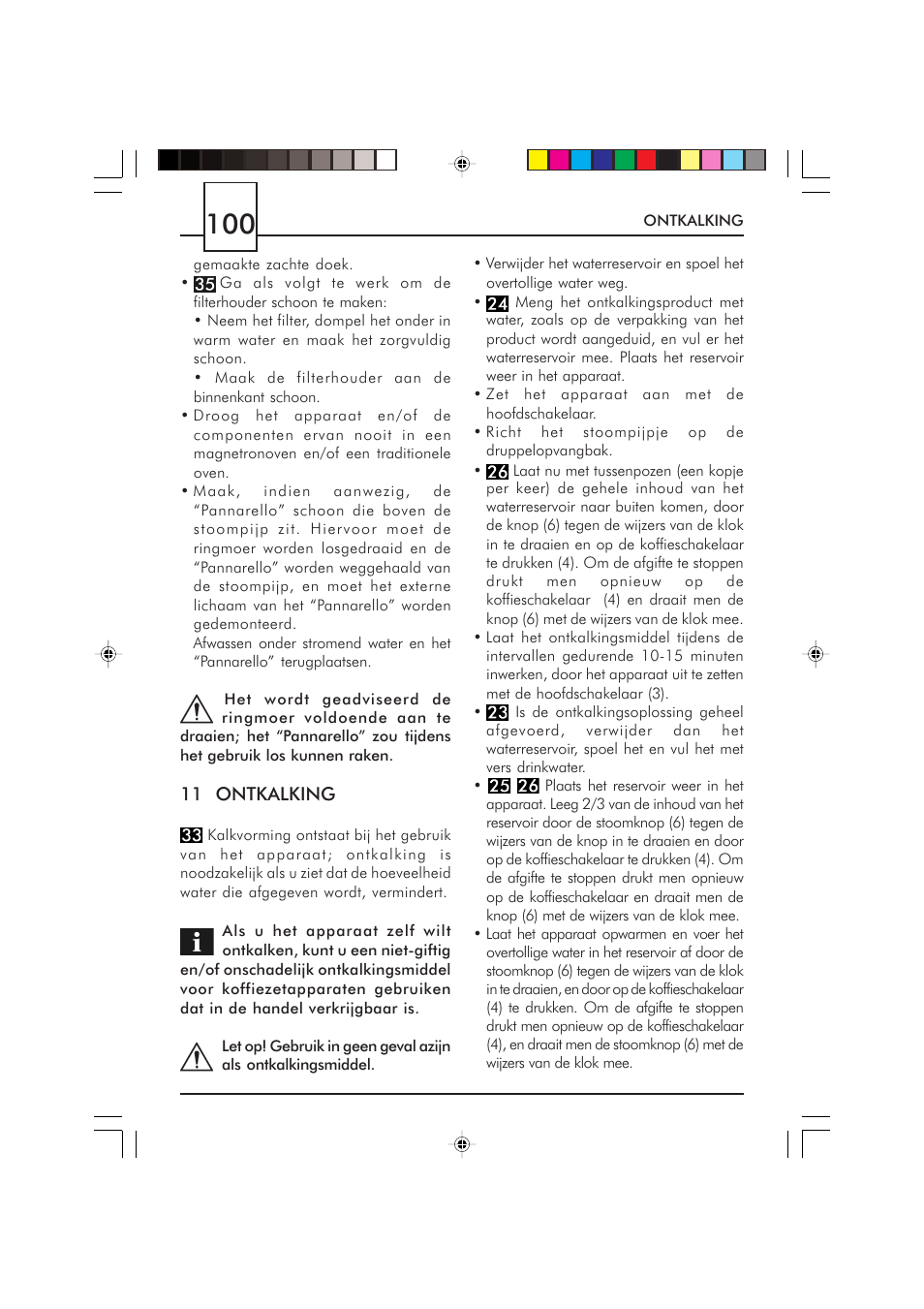 Philips Saeco Via Veneto Cafetera expreso manual User Manual | Page 100 / 104