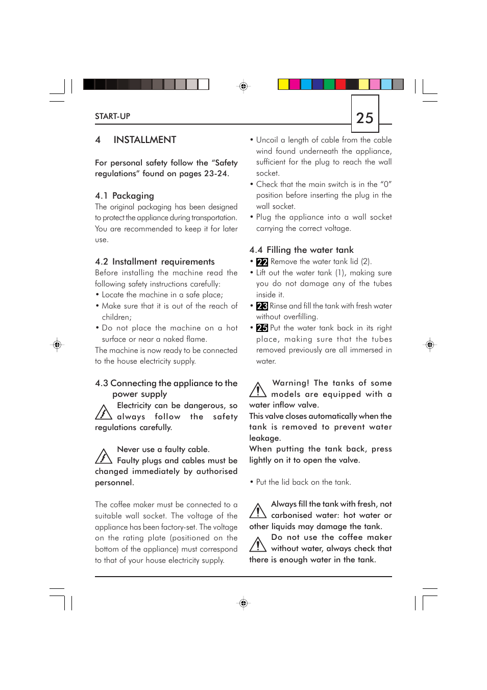 Philips Saeco Via Veneto Cafetera expreso manual User Manual | Page 25 / 104