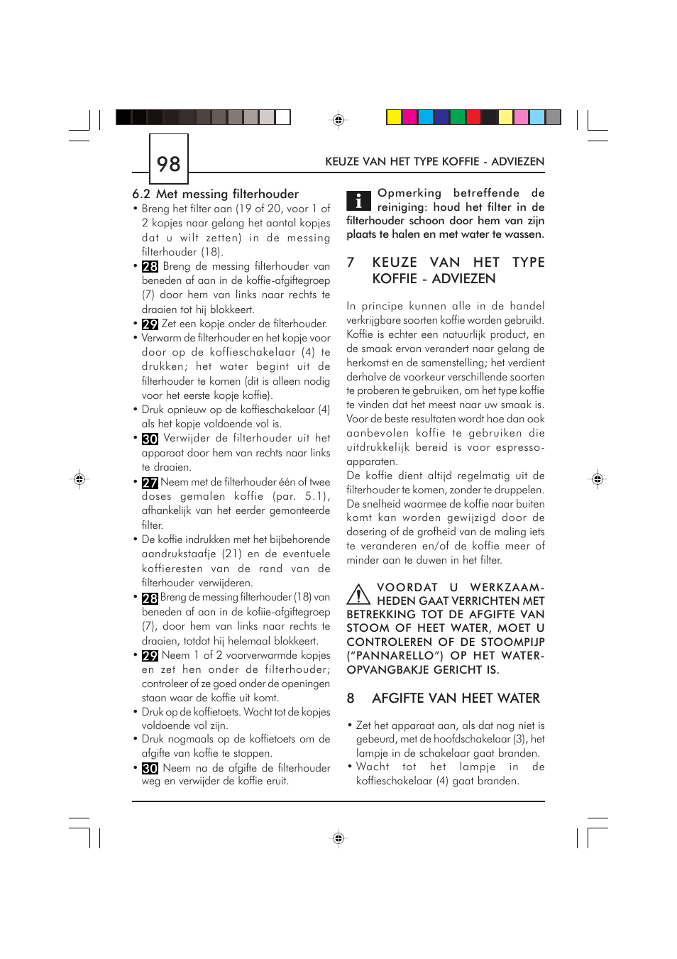 Philips Saeco Via Veneto Cafetera expreso manual User Manual | Page 98 / 104