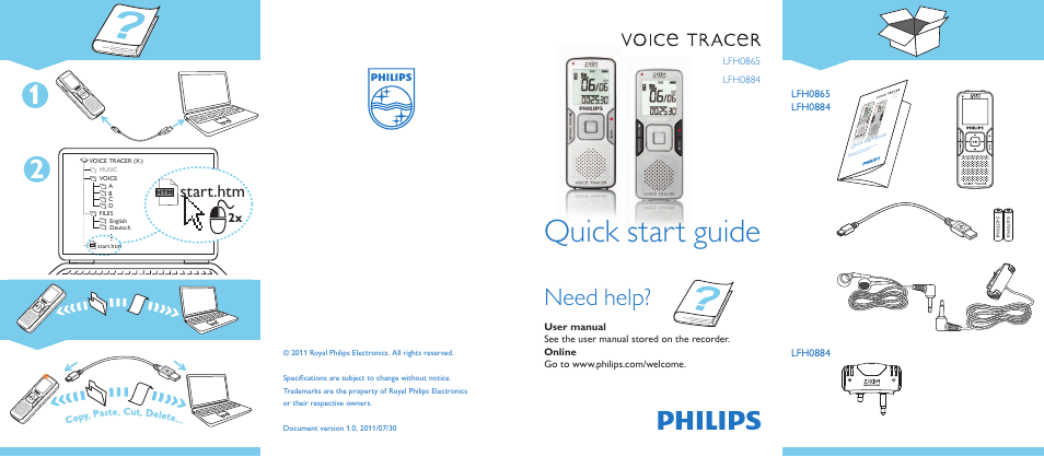 Philips Voice Tracer grabadora digital User Manual | 2 pages