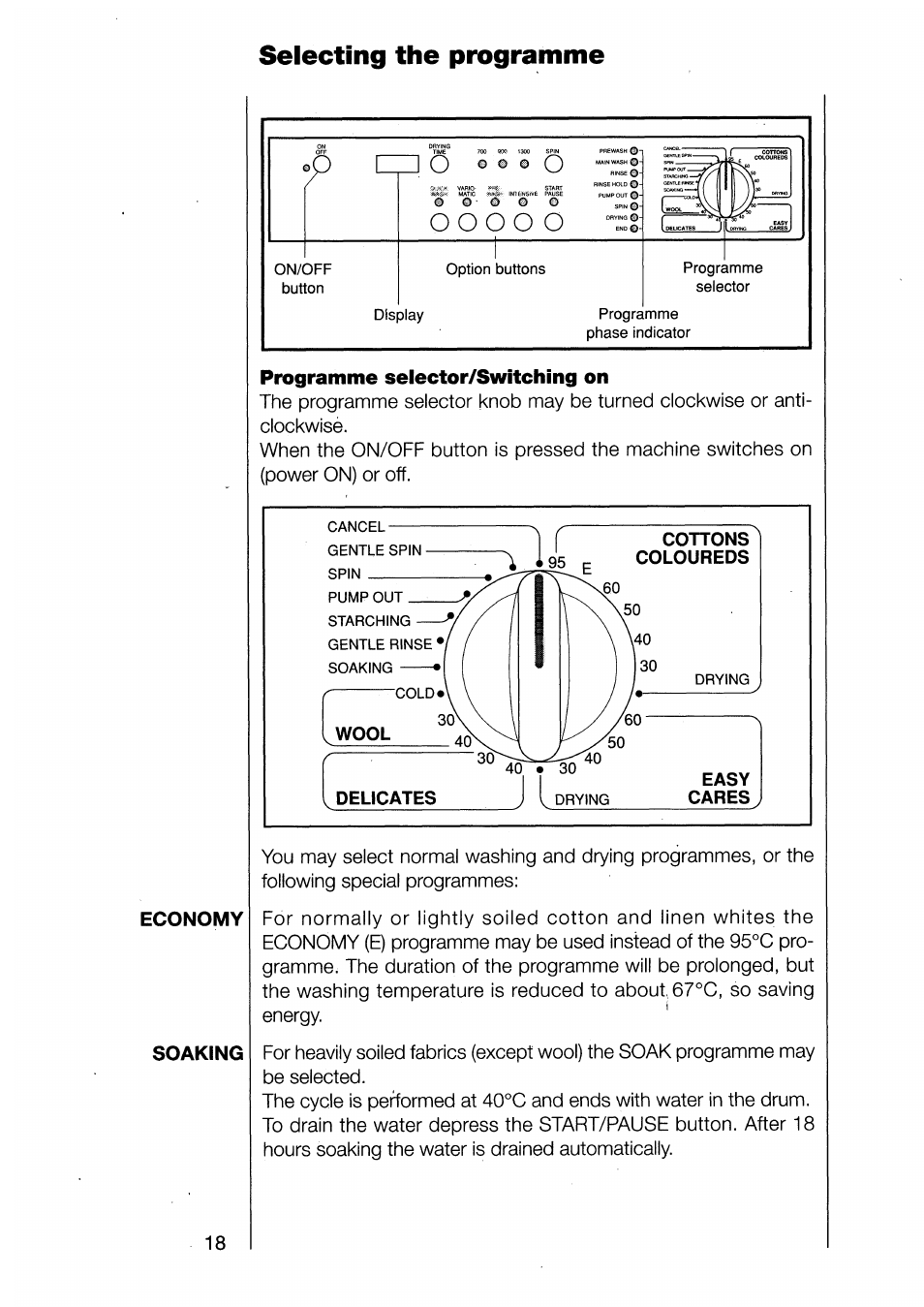 Selecting the programme | AEG 1370-1 User Manual | Page 18 / 44