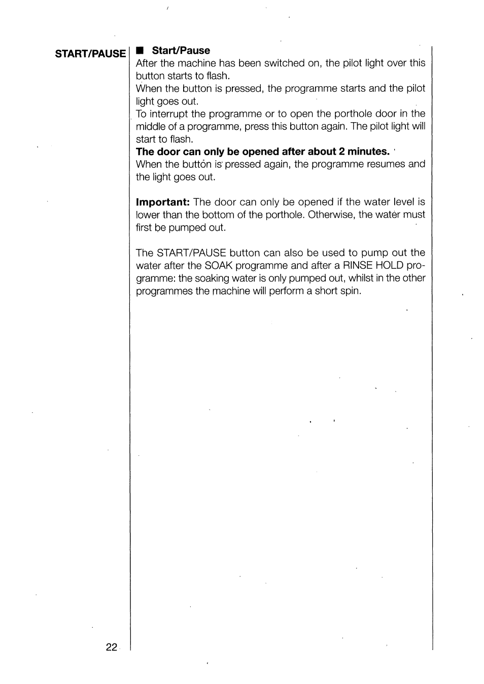 Start/pause | AEG 1370-1 User Manual | Page 22 / 44