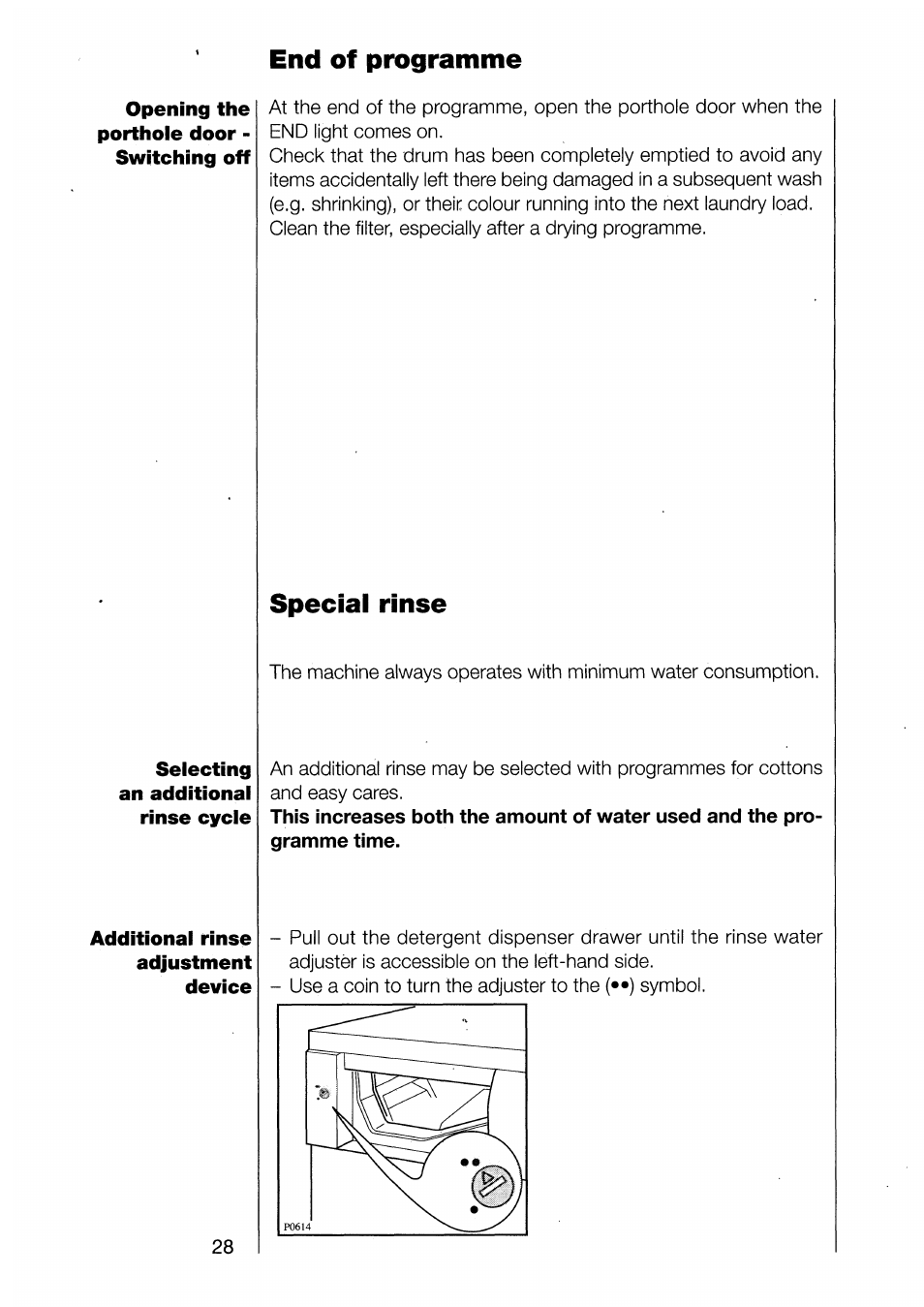 End of programme, Special rinse | AEG 1370-1 User Manual | Page 28 / 44