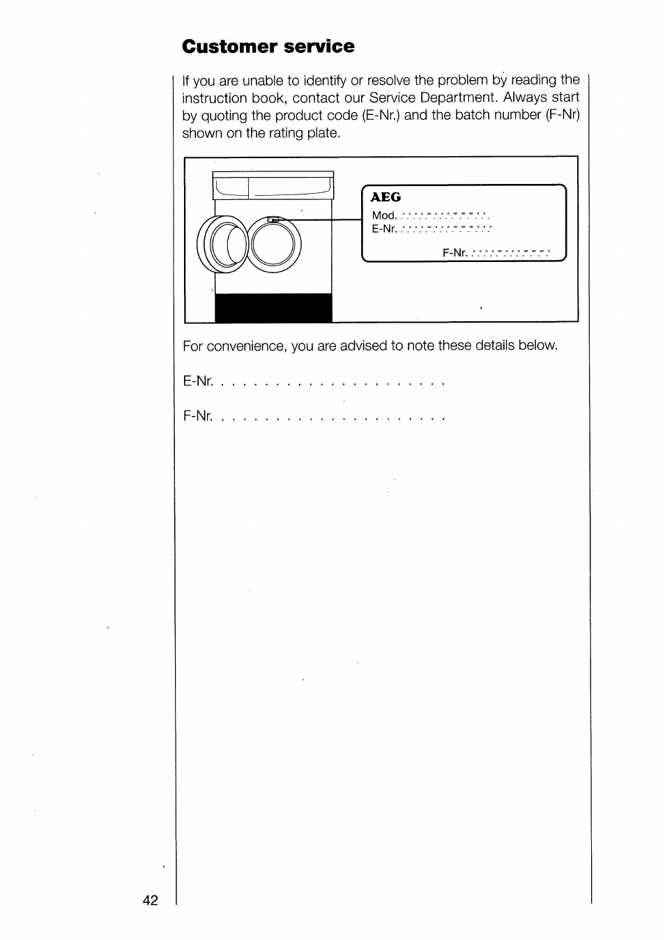 Customer service | AEG 1370-1 User Manual | Page 42 / 44