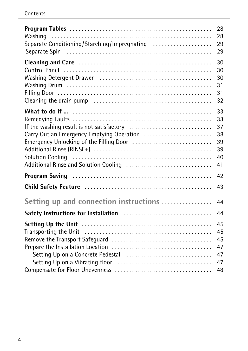 Setting up and connection instructions | AEG KO-LAVAMAT 88830 User Manual | Page 4 / 56