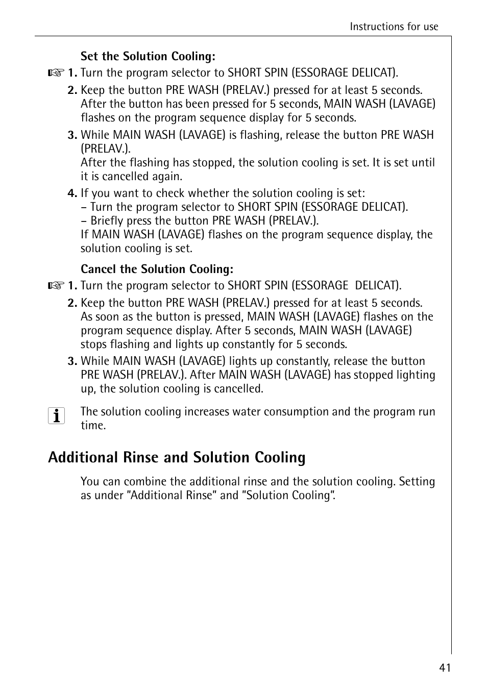 Additional rinse and solution cooling | AEG KO-LAVAMAT 88830 User Manual | Page 41 / 56