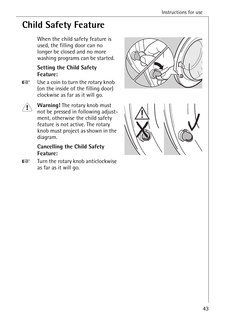 Child safety feature | AEG KO-LAVAMAT 88830 User Manual | Page 43 / 56