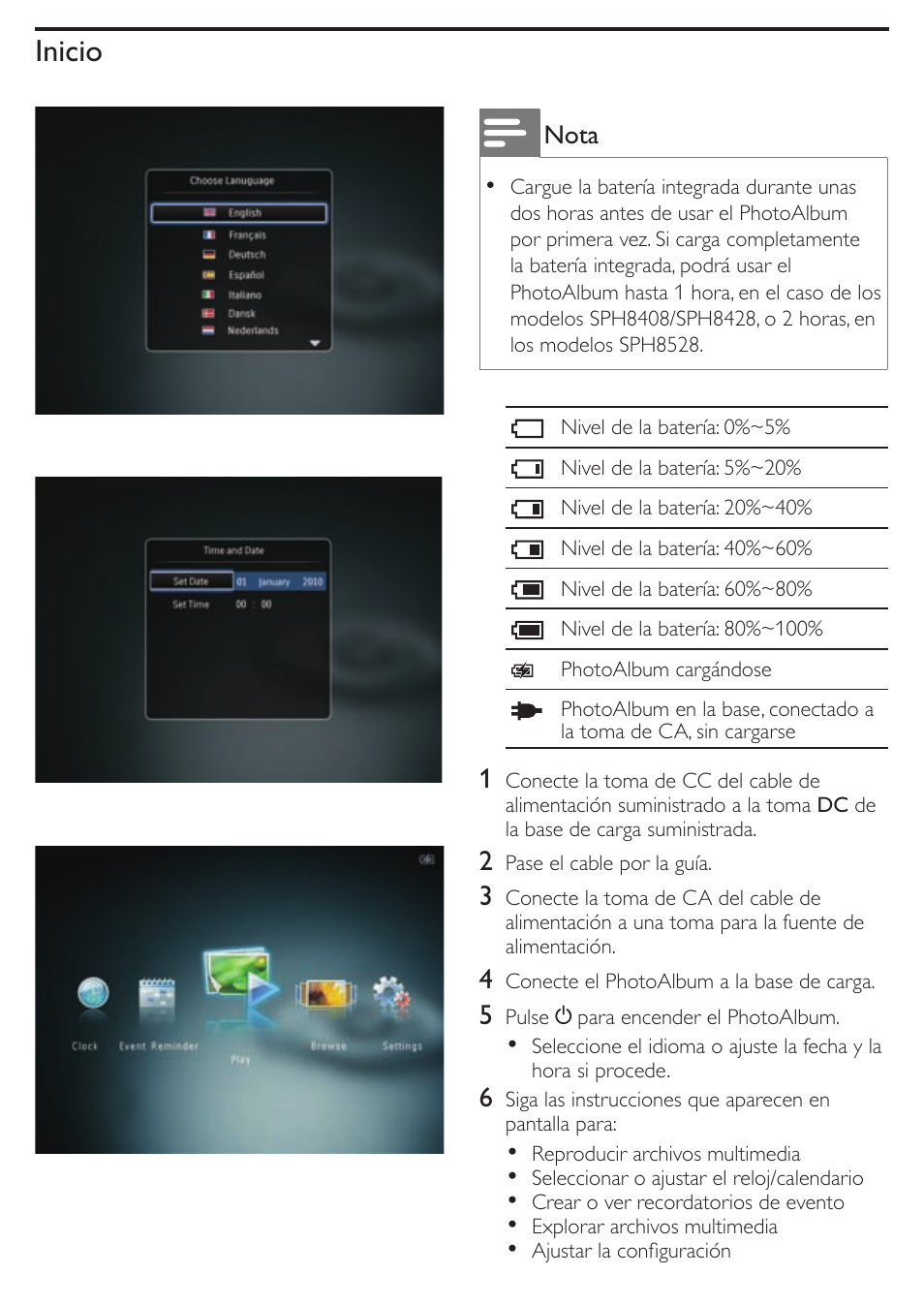 Inicio | Philips Álbum de fotos digital User Manual | Page 5 / 8