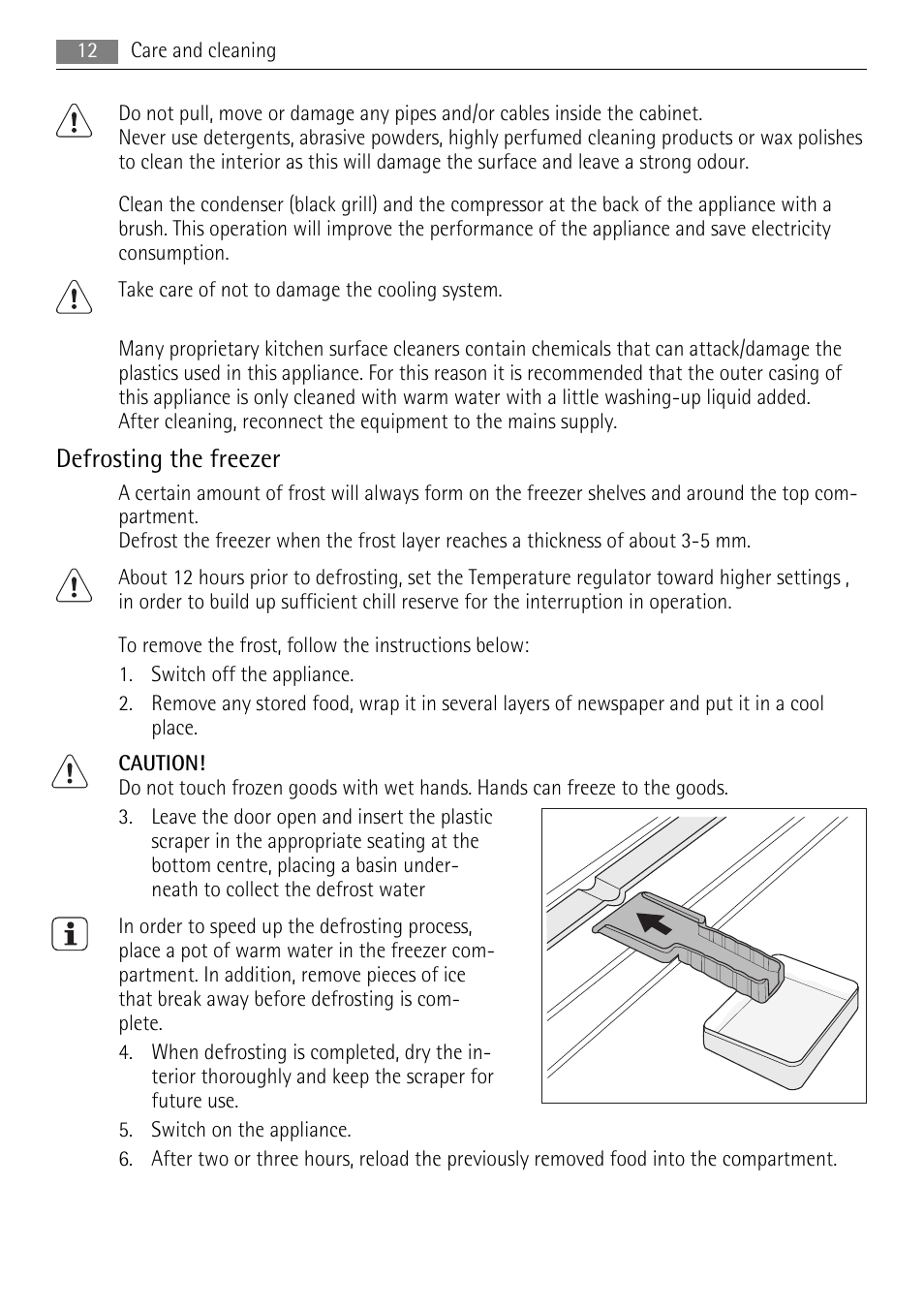 Defrosting the freezer | AEG AGS78800F0 User Manual | Page 12 / 20