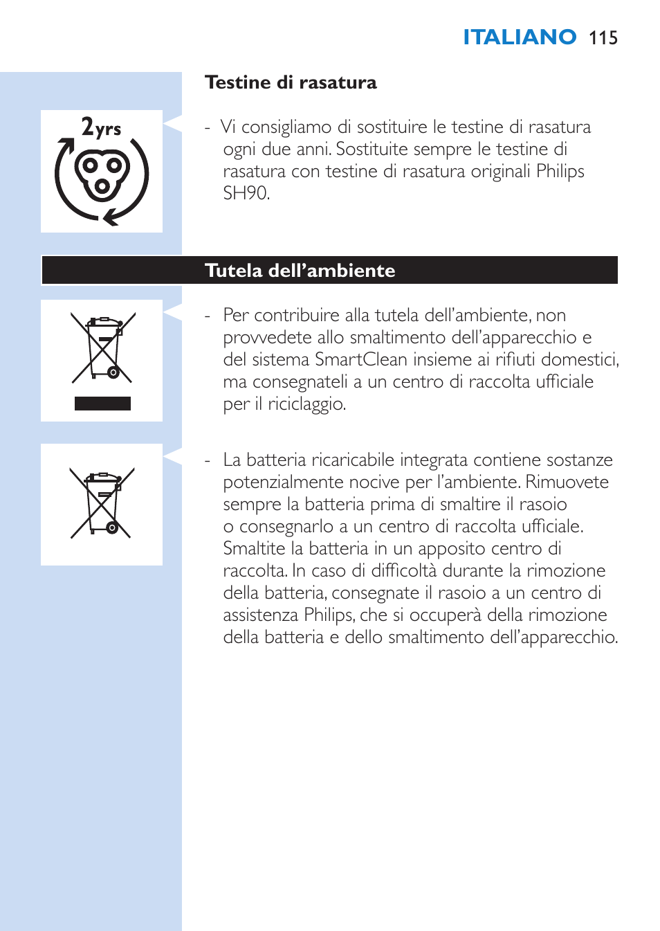 Philips SHAVER Series 9000 afeitadora eléctrica en mojado y seco User Manual | Page 115 / 200