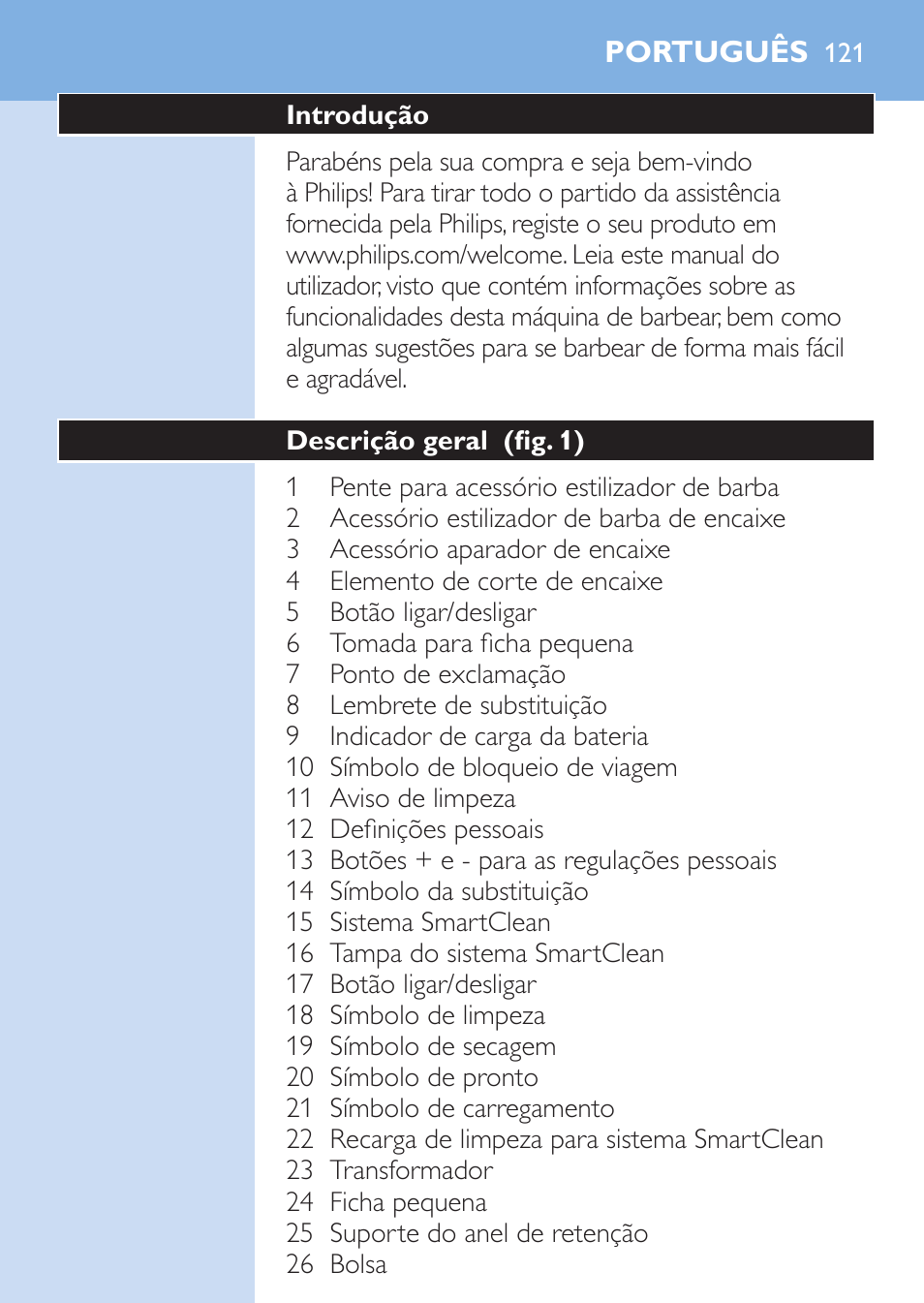 Português, Portug | Philips SHAVER Series 9000 afeitadora eléctrica en mojado y seco User Manual | Page 121 / 200