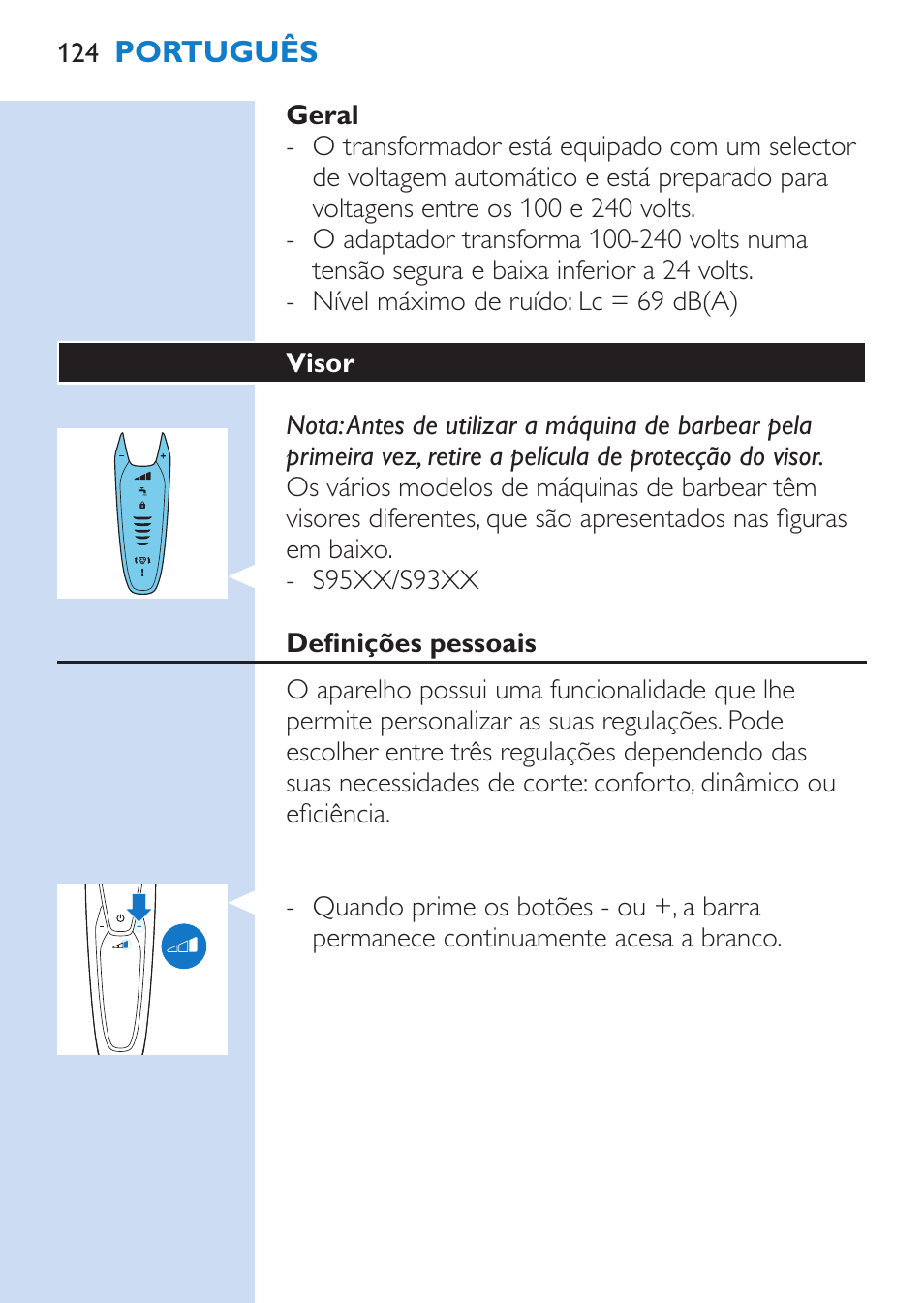 Philips SHAVER Series 9000 afeitadora eléctrica en mojado y seco User Manual | Page 124 / 200