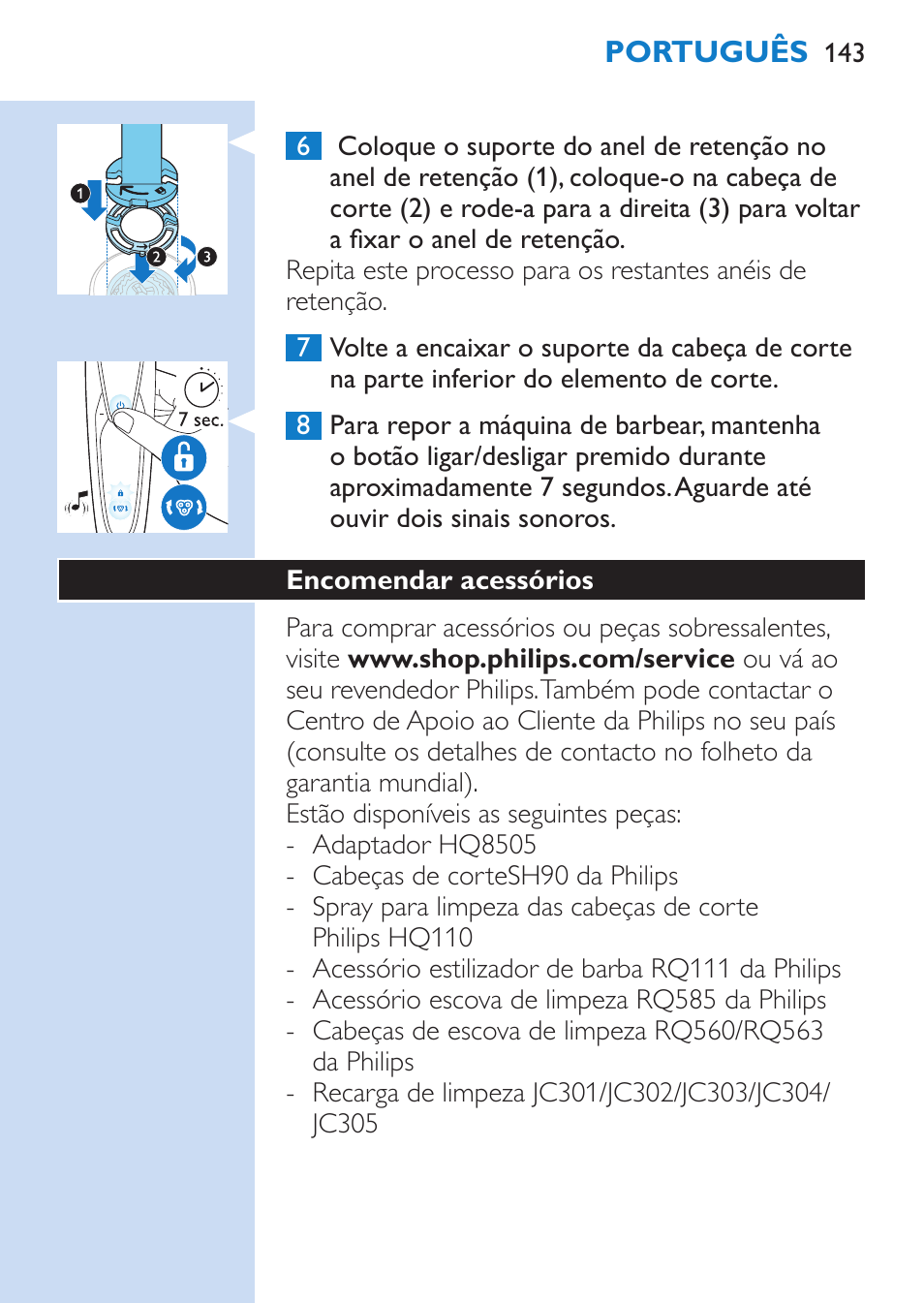 Philips SHAVER Series 9000 afeitadora eléctrica en mojado y seco User Manual | Page 143 / 200