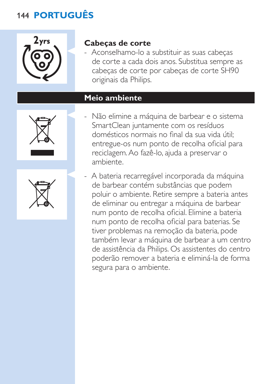 Philips SHAVER Series 9000 afeitadora eléctrica en mojado y seco User Manual | Page 144 / 200