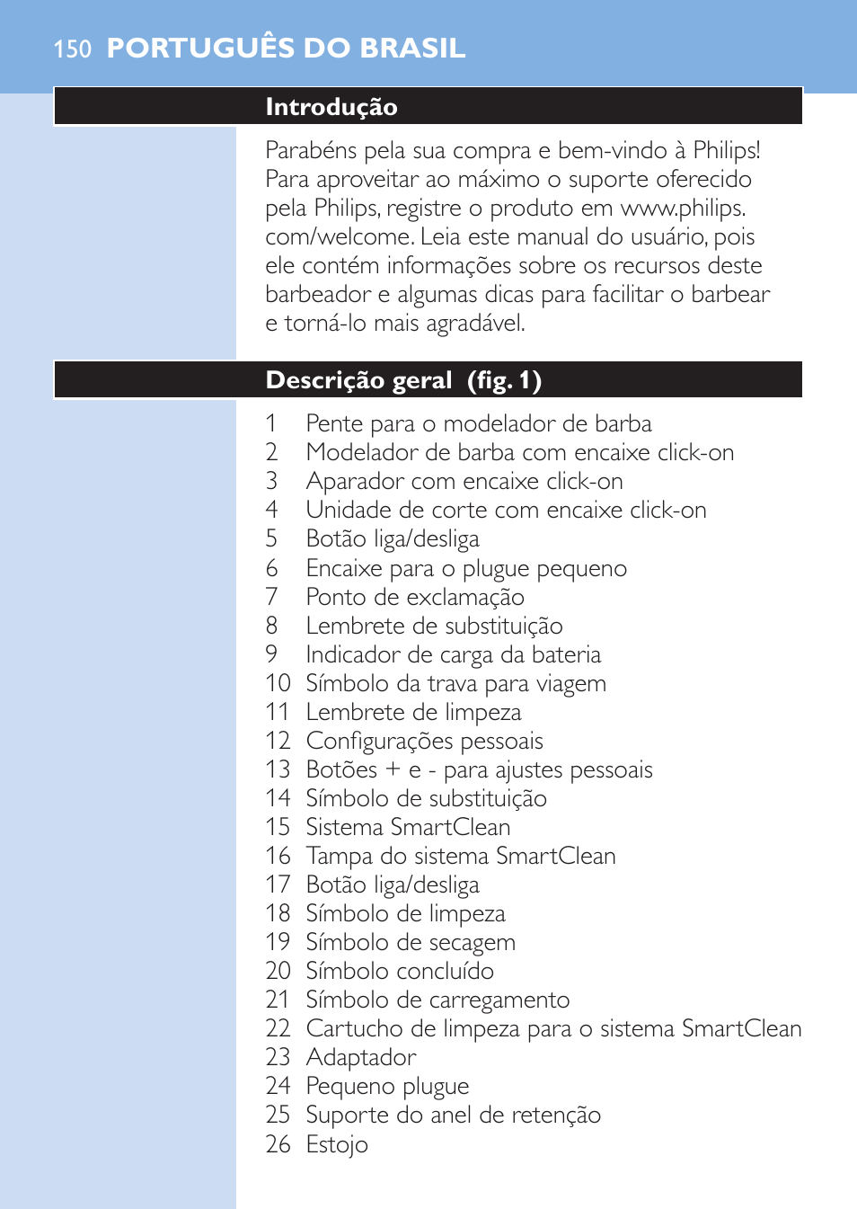 Português do brasil, Portuguê | Philips SHAVER Series 9000 afeitadora eléctrica en mojado y seco User Manual | Page 150 / 200