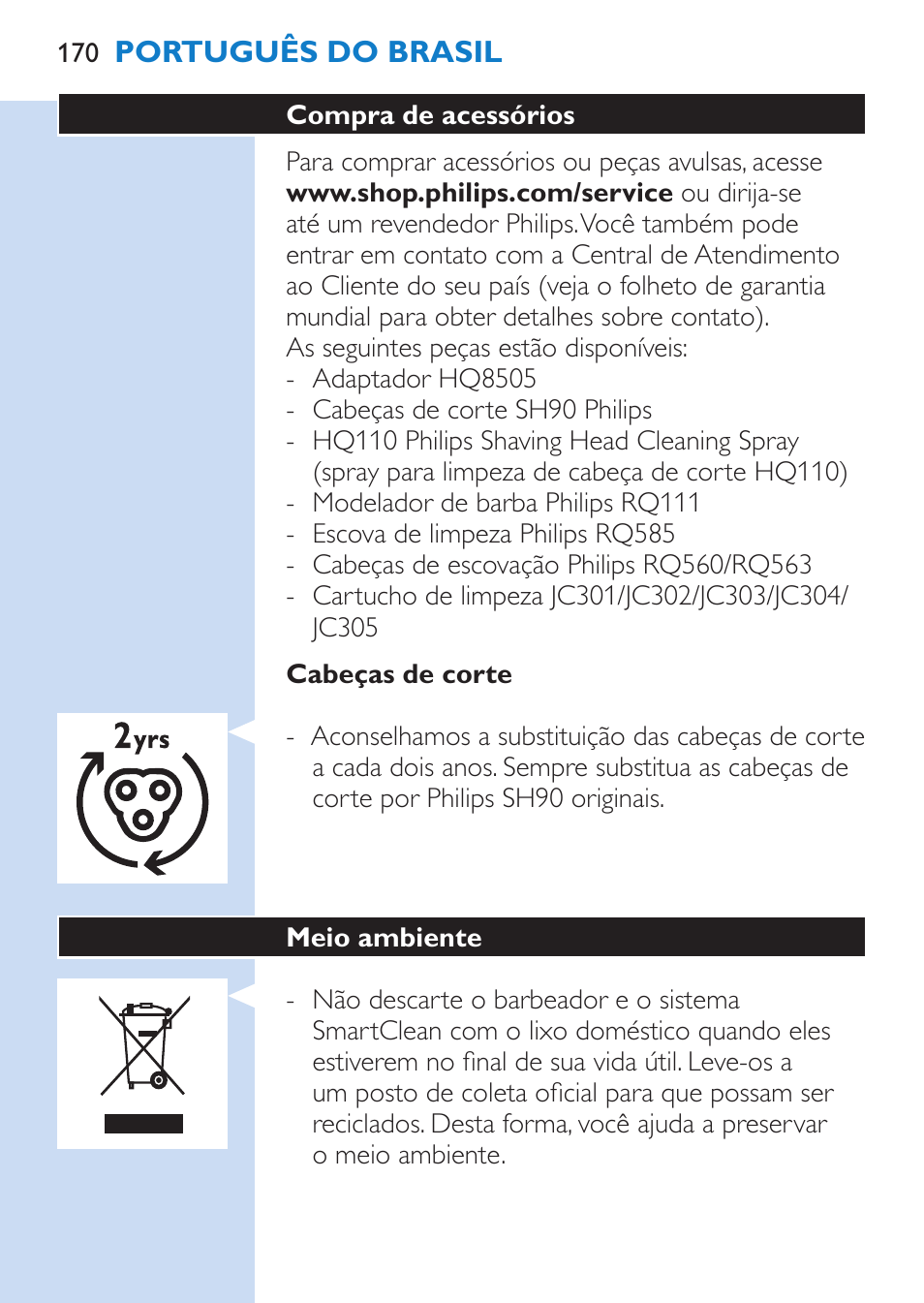 Philips SHAVER Series 9000 afeitadora eléctrica en mojado y seco User Manual | Page 170 / 200