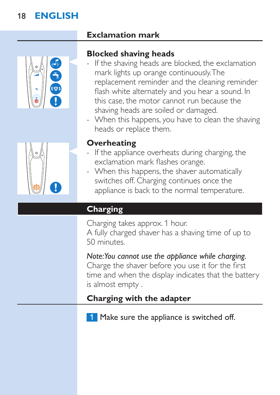 Philips SHAVER Series 9000 afeitadora eléctrica en mojado y seco User Manual | Page 18 / 200