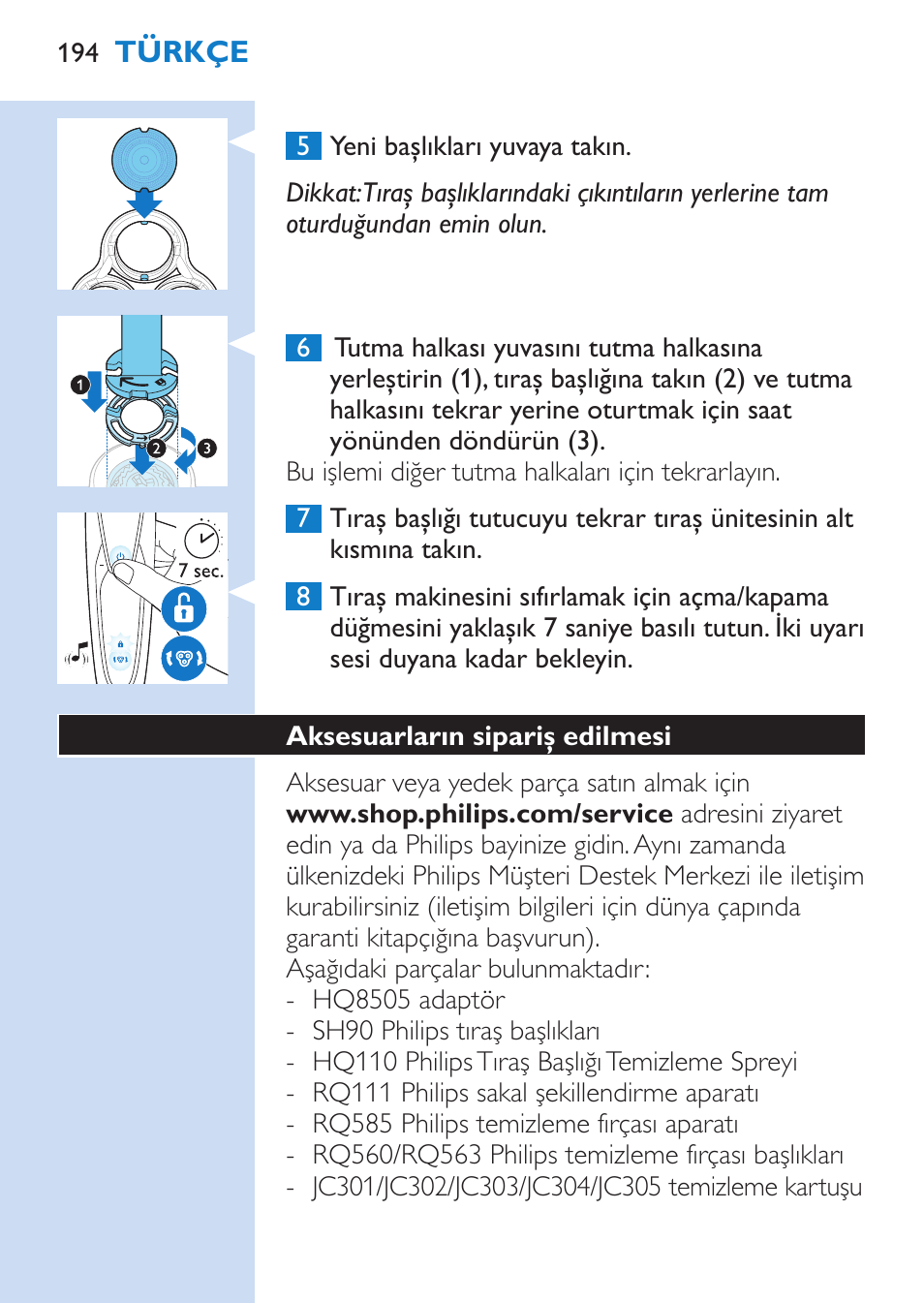 Philips SHAVER Series 9000 afeitadora eléctrica en mojado y seco User Manual | Page 194 / 200