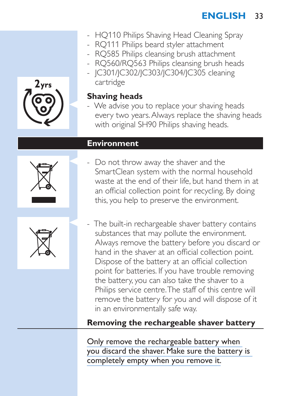 Philips SHAVER Series 9000 afeitadora eléctrica en mojado y seco User Manual | Page 33 / 200