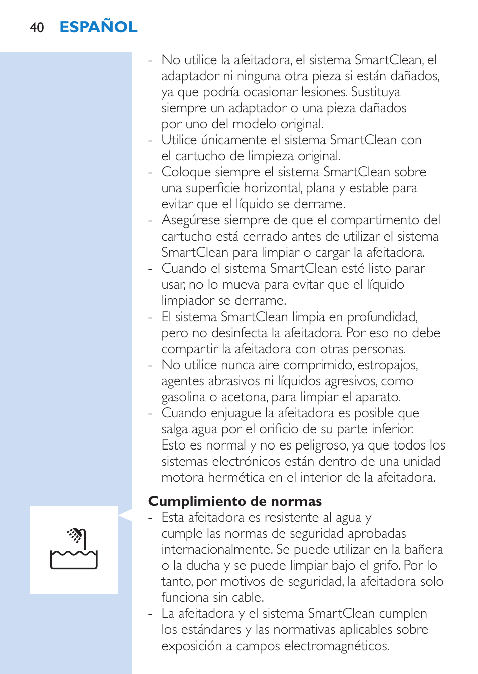 Philips SHAVER Series 9000 afeitadora eléctrica en mojado y seco User Manual | Page 40 / 200