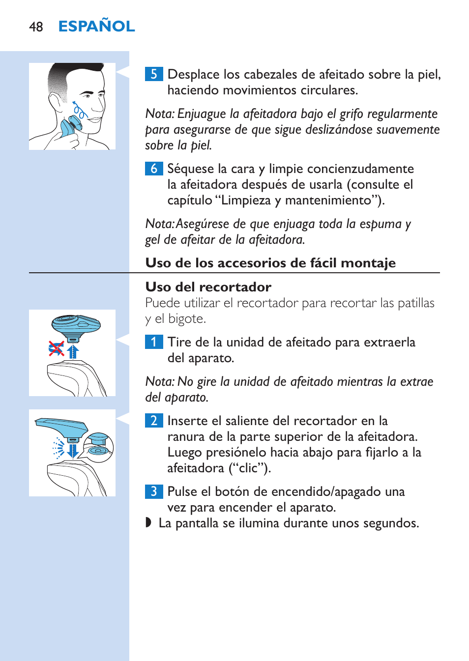 Philips SHAVER Series 9000 afeitadora eléctrica en mojado y seco User Manual | Page 48 / 200