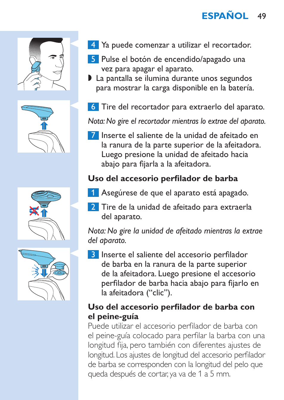 Philips SHAVER Series 9000 afeitadora eléctrica en mojado y seco User Manual | Page 49 / 200