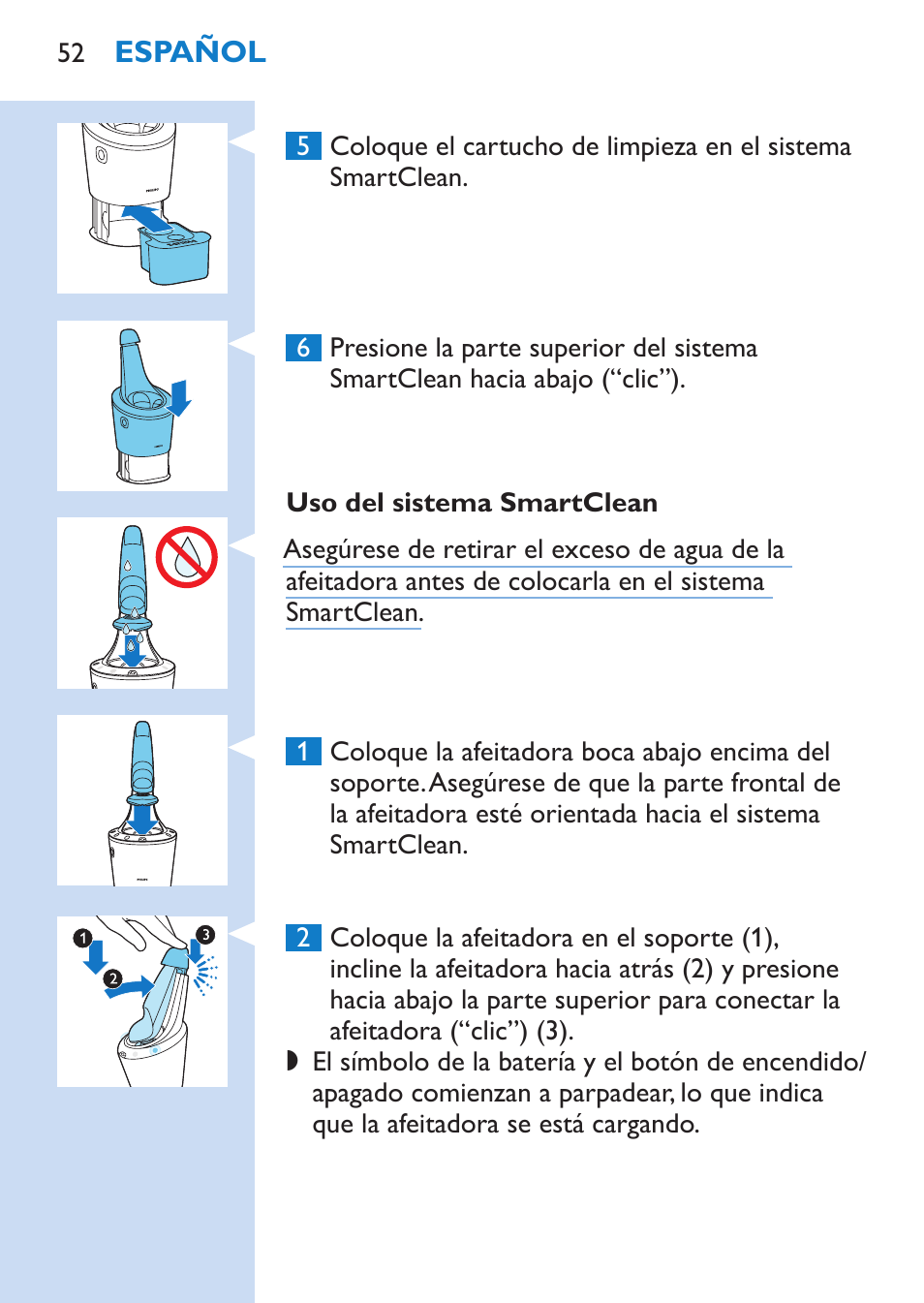 Philips SHAVER Series 9000 afeitadora eléctrica en mojado y seco User Manual | Page 52 / 200