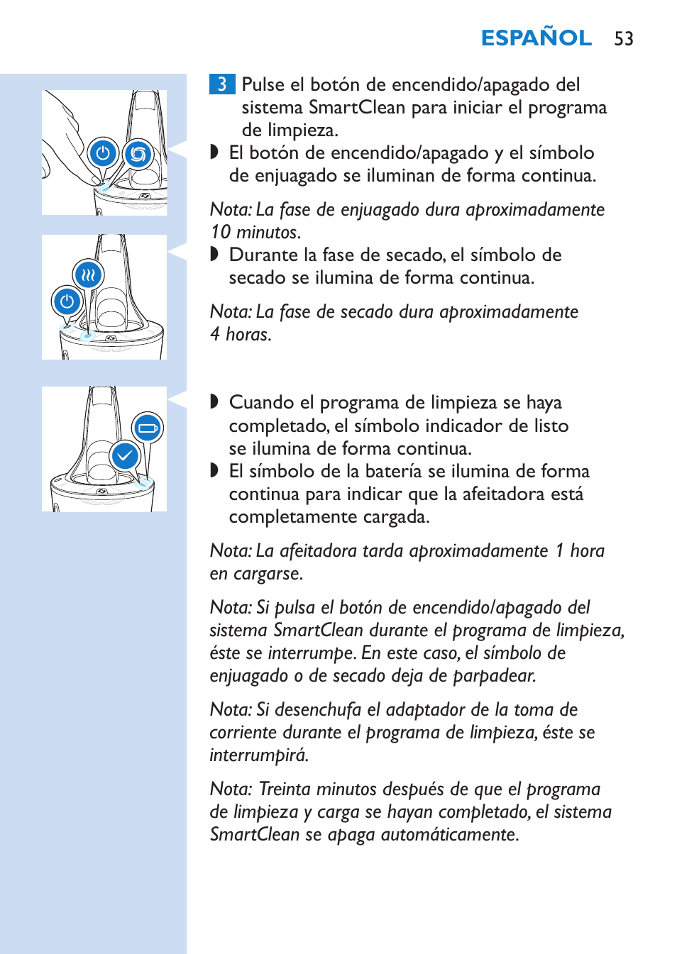 Philips SHAVER Series 9000 afeitadora eléctrica en mojado y seco User Manual | Page 53 / 200